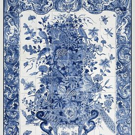 Still life tile tableau in delft blue by by Maria