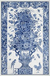 Stilleven tegel tableau in Delfts blauw