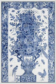 Still life tile tableau in delft blue by by Maria