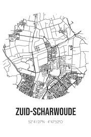 Zuid-Scharwoude (Noord-Holland) | Carte | Noir et blanc sur Affiches de lieux