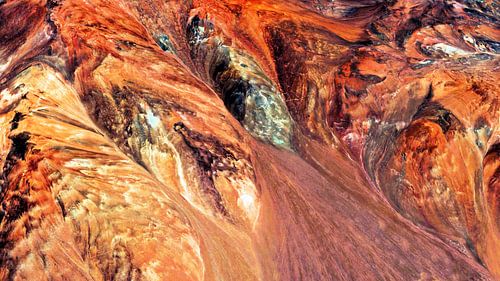 De Andes in Zuid-Amerika in vogelvlucht gemengde techniek