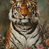 Royal Chef - Tigre au milieu des fleurs sur Eva Lee