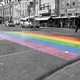 Regenboog zebrapad 'LGBT' gay pride vlag, Maastricht, Netherlands van Nicole Erens