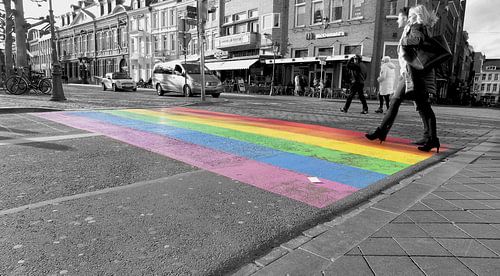 Regenbogen-Zebrastreifen 'LGBT' gay pride Fahne Maastricht