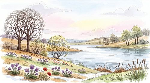 La sérénité printanière au bord du lac