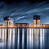 Les maisons-grues de Cologne dans la lumière du soir. sur Voss Fine Art Fotografie
