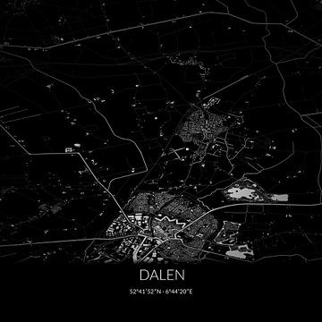 Zwart-witte landkaart van Dalen, Drenthe. van Rezona