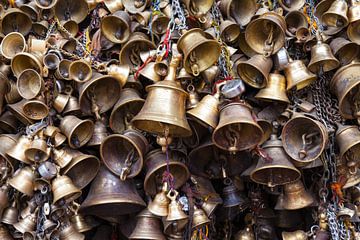 Bells in a Buddhist temple in Nepal by Jan Schuler