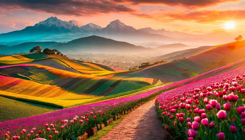 Landschaft mit Blumen von Mustafa Kurnaz