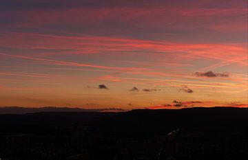 Rode zonsondergang in Thüringen van Wolfgang Unger