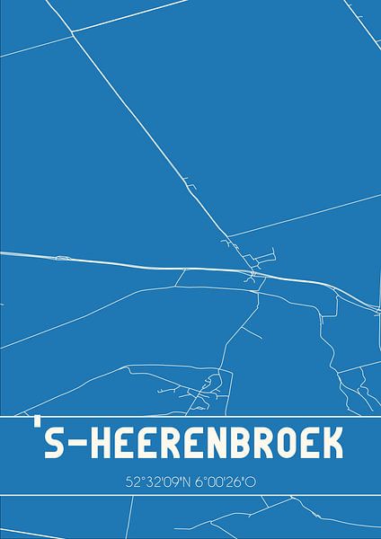 Blauwdruk | Landkaart | 's-Heerenbroek (Overijssel) van Stad & Wand