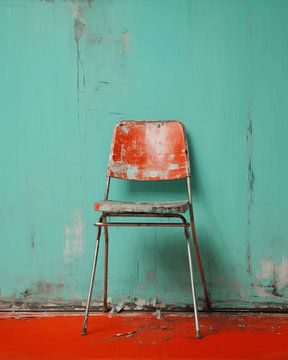 Nature morte d'une chaise en rouge et vert sur Studio Allee