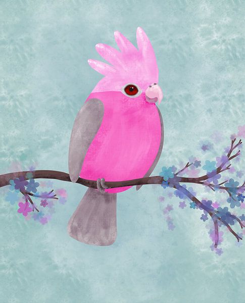 Galah cockatoo digital illustration by Bianca Wisseloo