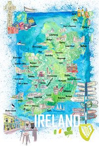 Irland Illustrierte Reisekarte mit touristischen Highlights - Signpost Edition von Markus Bleichner