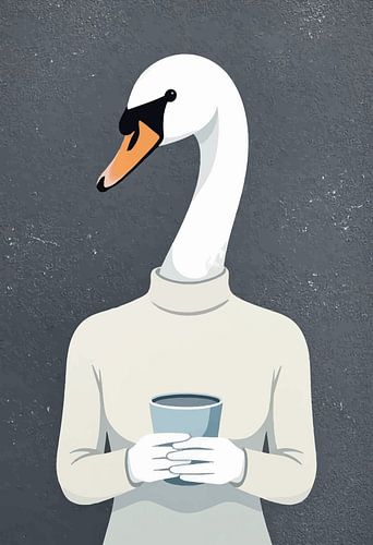 Élégante décoration murale « Cygne » - Portrait animalier minimaliste et serein