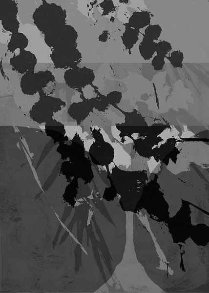 Abstract botanical. Florals in black and grey. by Dina Dankers