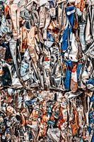 Compressed aluminum cans for recycling background