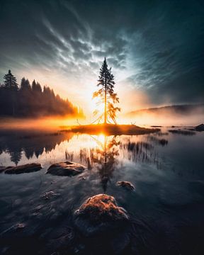 Sunrise at the lake by fernlichtsicht