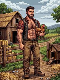 Un agriculteur avec un poulet sur Markus Gann