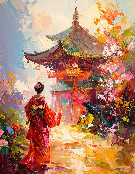 Femme japonaise en tenue traditionnelle par Mustafa Kurnaz