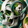 Grüne botanische Schädel-Fusion von Evelin