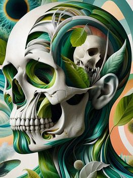Grüne botanische Schädel-Fusion