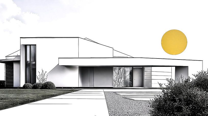 Vrijstaand huis met tuin in fijne kiezel van Frank Heinz