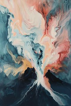 Abstracte vulkaanexplosie in dynamische kleuren van Art & Soul Creations