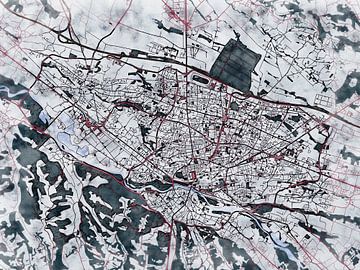 Kaart van Pau in de stijl 'White Winter' van Maporia