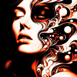 Semi surrealistisch vrouwenportret. van Ineke de Rijk