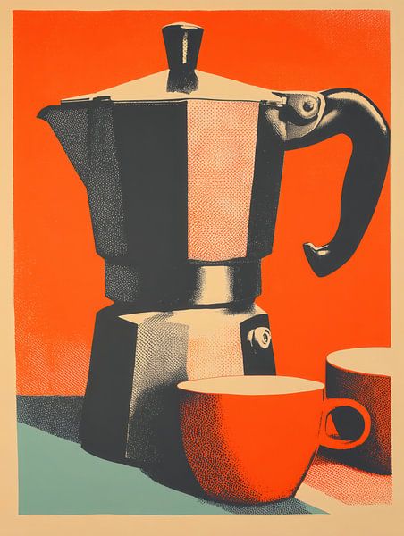 Retro koffiezetapparaat | Vintage rasterprint van Frank Daske | Foto & Design