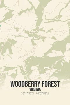 Vintage landkaart van Woodberry Forest (Virginia), USA. van MijnStadsPoster