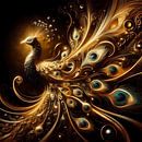 Majestueuze pauw in goud - kunstschilderij vol elegantie van ButterflyPix thumbnail
