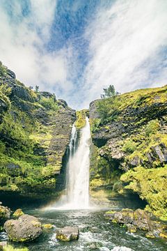 Wasserfall Gluggafoss am Fluss Merkjá in Island von Sjoerd van der Wal Fotografie