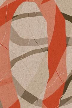 Formes modernes abstraites et minimalistes en rouge corail, brun, beige et blanc VIII sur Dina Dankers