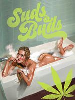 Suds Buds Sexy Girl Smoking Cannabis Joint In Bath