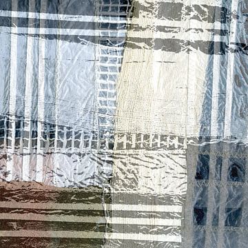 Collage Karo - Streifen Grau Weiß von Claudia Gründler