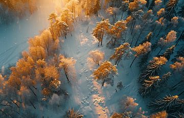 Idyllisch winterbos vanuit de lucht van fernlichtsicht