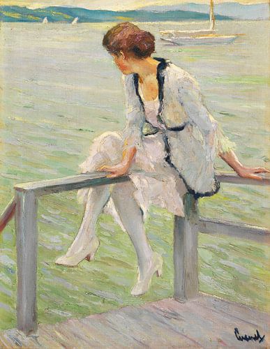 Edward Cucuel, Woman on railing by Atelier Liesjes