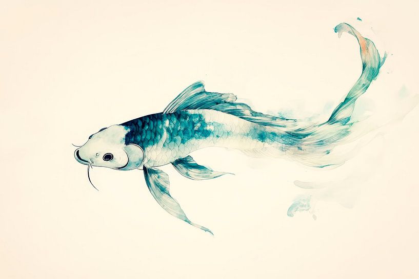 Koi-Fisch in sanften Wasserfarben von Poster Art Shop