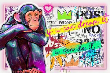Pop Art | Picture | Art | Monkey if you can dream it | Street Art Berlijn van Julie_Moon_POP_ART