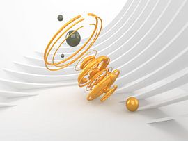 Gele spiraal met groene knikkers van shoott photography