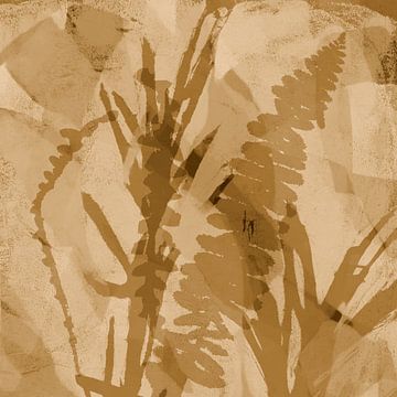 Abstract botanisch. Varensbladeren in licht terracotta. van Dina Dankers
