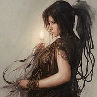 Vrouw krijger die kaars vasthoudt - BRUSH