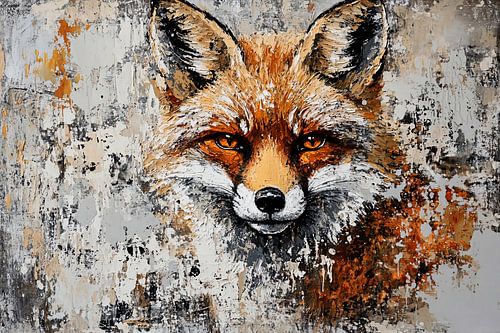 Abstract schilderij van een vos