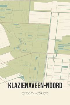 Vintage landkaart van Klazienaveen-Noord (Drenthe) van Rezona