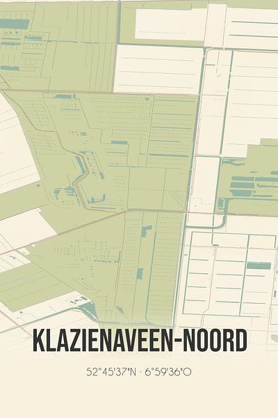 Carte ancienne de Klazienaveen-Noord (Drenthe) par Affiches de lieux