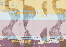 Abstract shapes in warm pastel colors no. 2. Yellow, blue, purple. by Dina Dankers