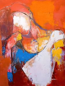 Abstraktes Porträt einer Frau in Orange