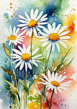 Daisy Watercolor Flower Painting